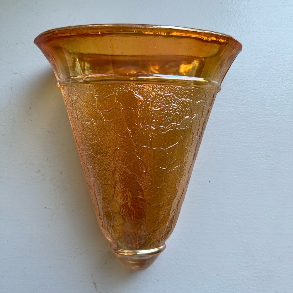 Jeanette Craquele Iridescent Marigold Vintage 1930’s Wall Pocket